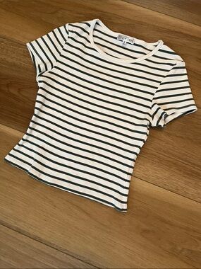 Fitz + Eddy Green Stripe Short Sleeve Ribbed Tee